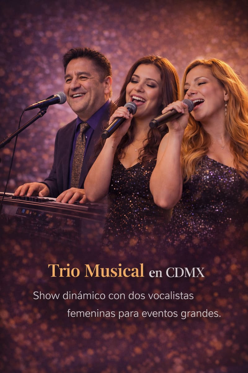 Trío musical ofreciendo música en vivo para bodas y eventos en Ciudad de México